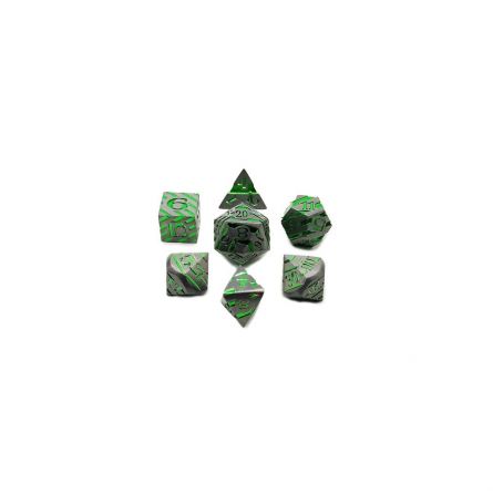 Set de 7 dés Lines vert Fluo Répliquant Ikaipaka jeux & jouets