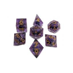 Set de 7 dés Œil de Dragon mouvant Violet Répliquant Ikaipaka
