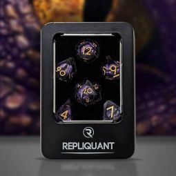 Set de 7 dés Œil de Dragon mouvant Violet Répliquant Ikaipaka