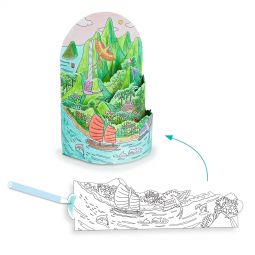 Coloriage Diorama Au sommet de mon île Djeco Ikaipaka jeux &