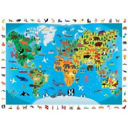 Puzzle 100p Planisphère des Animaux Sentosphere Ikaipaka jeux &
