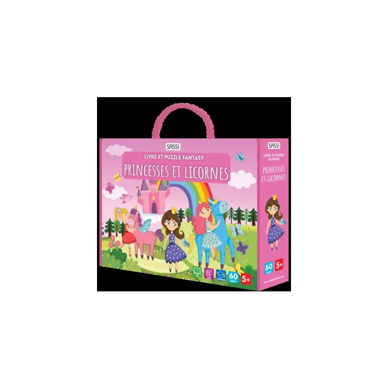 Puzzle 100p + livre Princesses et licornes Sassi Ikaipaka jeux