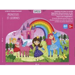 Puzzle 100p + livre Princesses et licornes Sassi Ikaipaka jeux