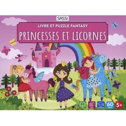 Puzzle 100p + livre Princesses et licornes Sassi Ikaipaka jeux