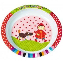 Bol Mélamine Ebulobo 'T'es Fou Louloup' (Chaperon Rouge) - Assiette Enfant Ludique Et éducative