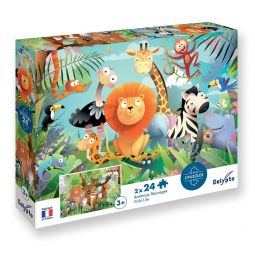 Puzzle 24p X 2 Animaux Sauvages Sentosphere Ikaipaka jeux &