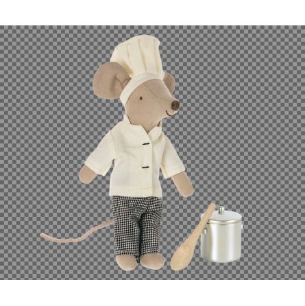 Maïleg Chef Souris avec Marmite et Cuillère Grand Frère Maileg