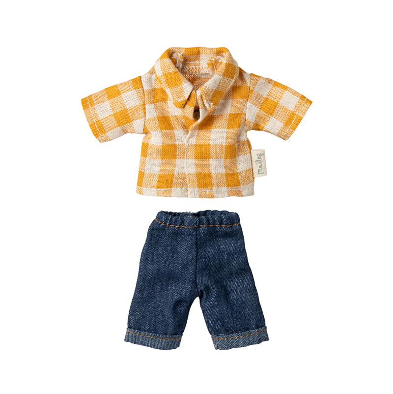Maïleg Vêtement Chemise jaune et pantalon Papa Souris Maileg