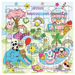 Carte Puzzle Anniversaire Kawaï Cartes d'ART Ikaipaka jeux &