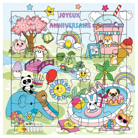 Carte Puzzle Anniversaire Kawaï Cartes d'ART Ikaipaka jeux &