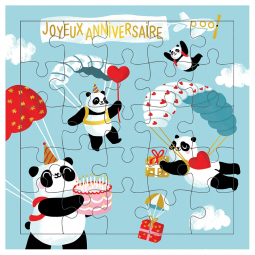 Carte Puzzle Anniversaire Pandas Cartes d'ART Ikaipaka jeux &