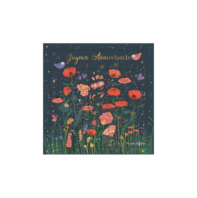 Carte Puzzle Anniversaire Coquelicots Cartes d'ART Ikaipaka