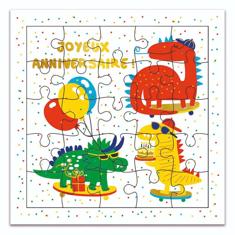 Carte Puzzle Anniversaire Dinos Rigolos Cartes d'ART Ikaipaka