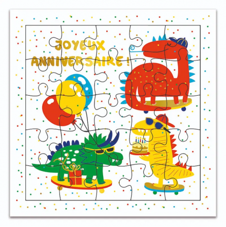 Carte Puzzle Anniversaire Dinos Rigolos Cartes d'ART Ikaipaka