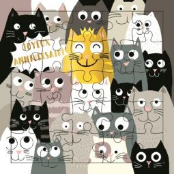 Carte Puzzle Anniversaire Mille Chats Cartes d'ART Ikaipaka
