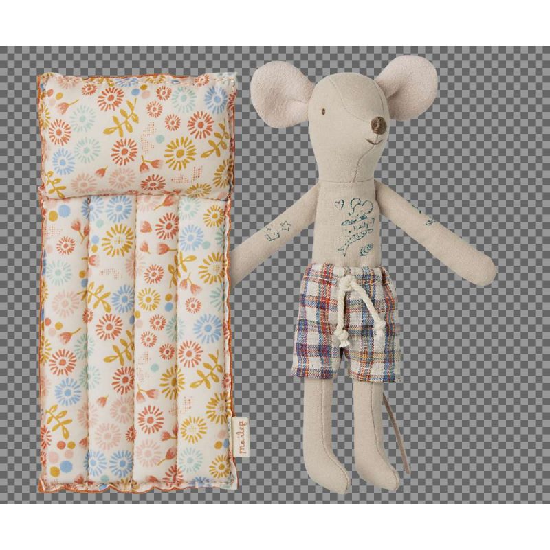 Maïleg Souris Papa avec son matelas gonflable Maileg Ikaipaka