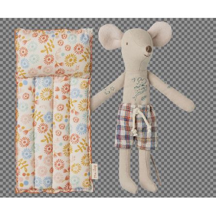 Maïleg Souris Papa avec son matelas gonflable Maileg Ikaipaka