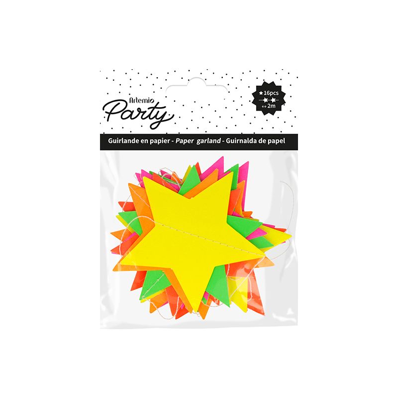 Guirlande carton étoiles Fluo Artemio Ikaipaka jeux & jouets