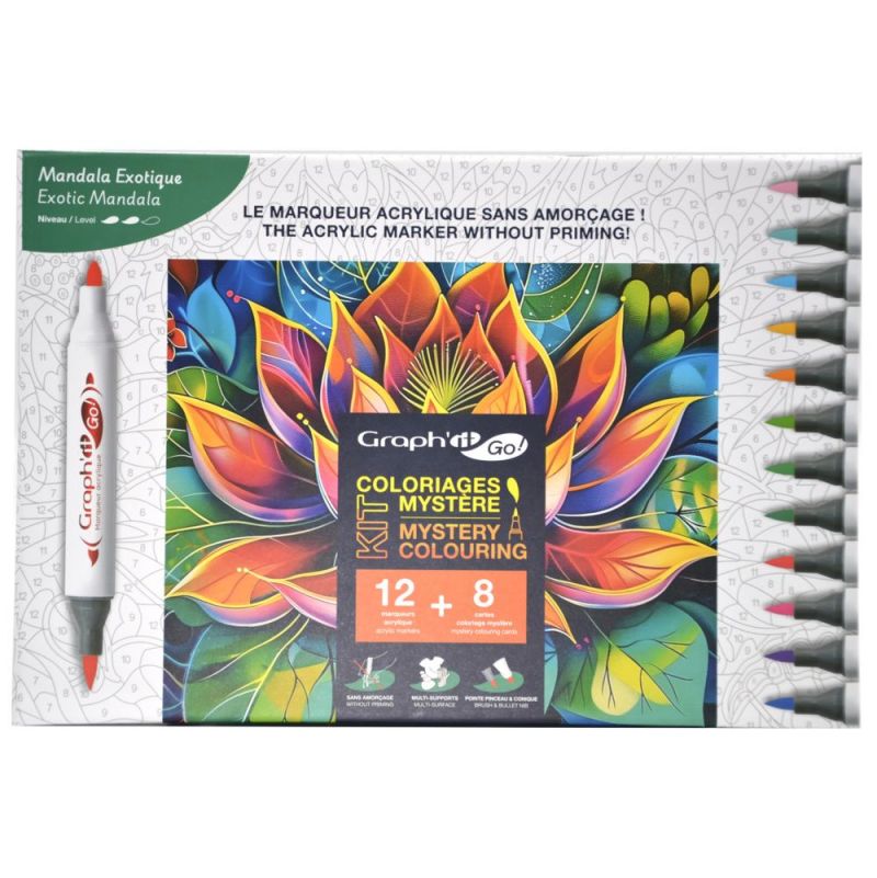 Graph'IT GO kit Coloriage Mystère Exotic Mandala Oz Ikaipaka