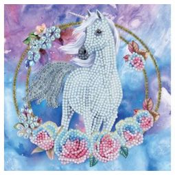 Crystal Art Carte à Diamanter Licorne en fleurs Oz Ikaipaka