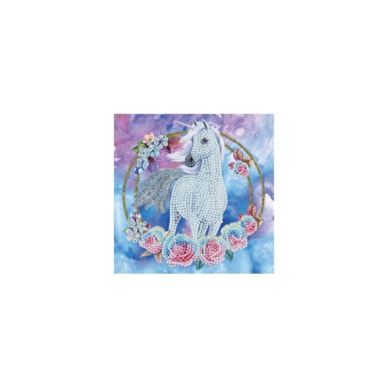 Crystal Art Carte à Diamanter Licorne en fleurs Oz Ikaipaka