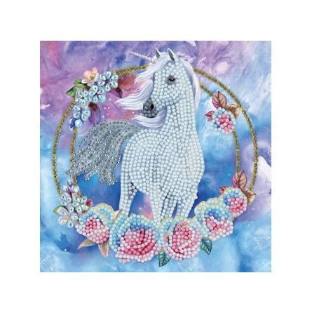 Crystal Art Carte à Diamanter Licorne en fleurs Oz Ikaipaka