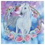 Crystal Art Carte à Diamanter Licorne en fleurs Oz Ikaipaka