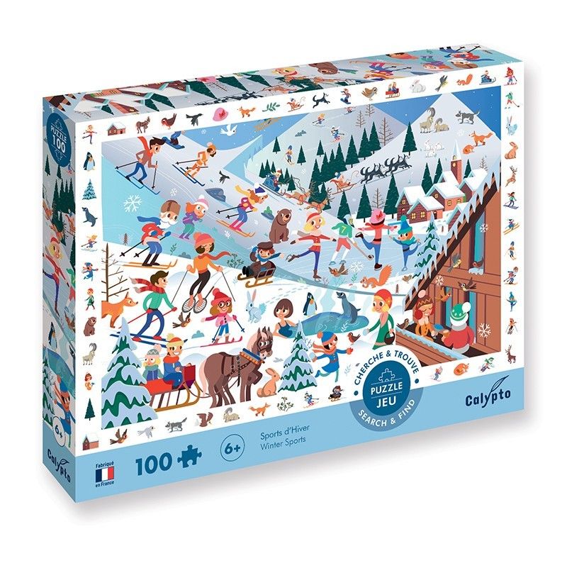 Puzzle 100p Cherche et trouve Sports d'Hiver Sentosphere