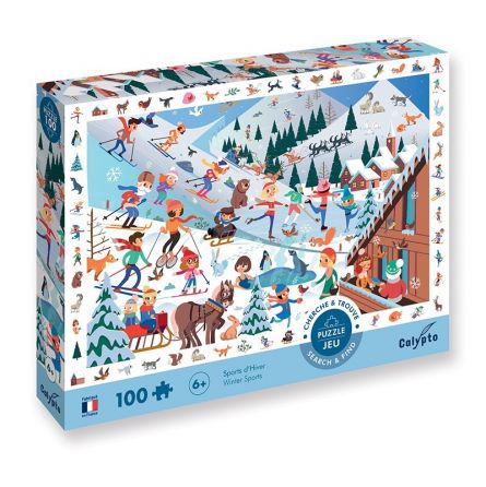 Puzzle 100p Cherche et trouve Sports d'Hiver Sentosphere