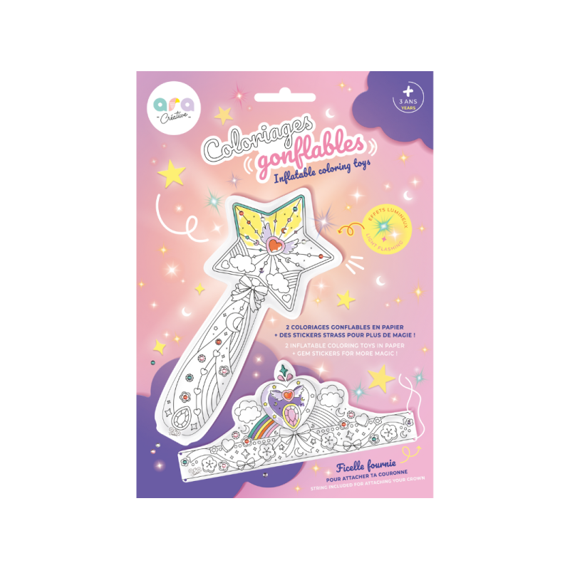 Coloriages gonflables 1 baquette magique lumineuse et 1