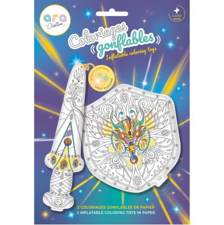 Coloriages gonflables 1 épée lumineuse et 1 bouclier ARA