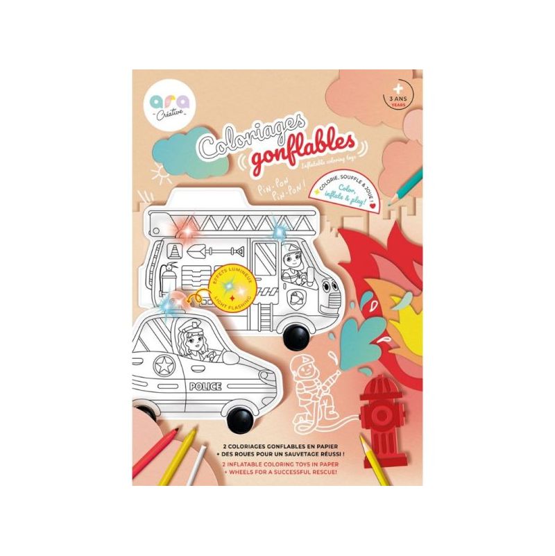 Coloriages gonflables 1 pompier et 1 police ARA Créative