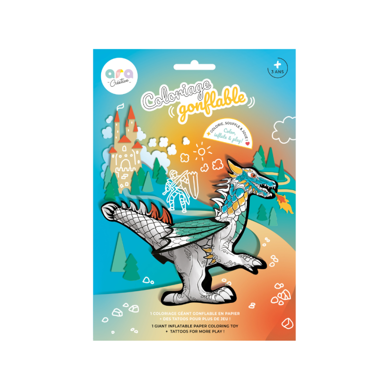 Coloriage gonflable Dragon géant ARA Créative Ikaipaka jeux &