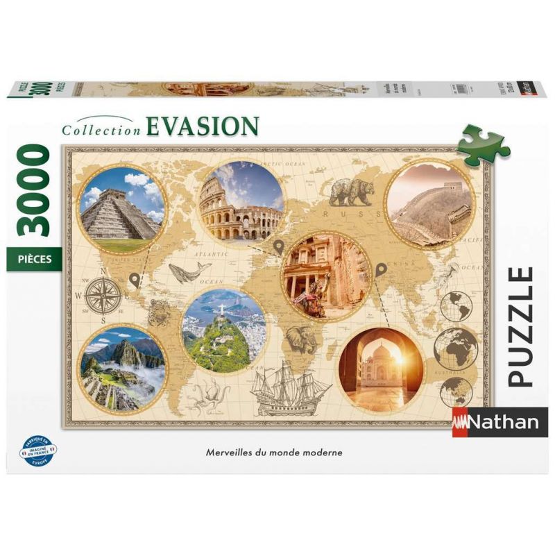 Puzzle 3000p Merveilles du Monde Moderne Nathan Ikaipaka jeux &