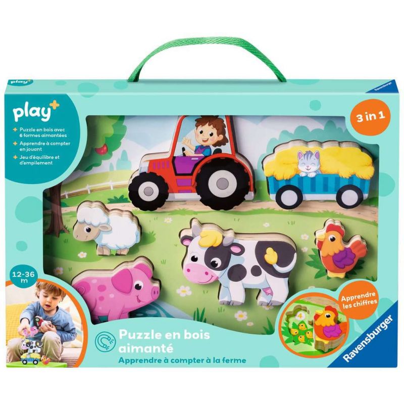 Puzzle en bois aimanté La ferme 3 en 1 Ravensburger Ikaipaka