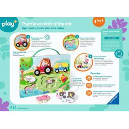 Puzzle en bois aimanté La ferme 3 en 1 Ravensburger Ikaipaka