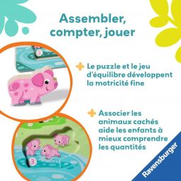 Puzzle en bois aimanté La ferme 3 en 1 Ravensburger Ikaipaka