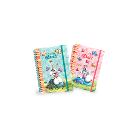Diddl Cahier à spirale A5 élastiques à paillettes Diddl