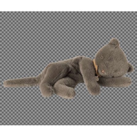 Maileg Peluche Chaton endormi médium gris Maileg Ikaipaka jeux