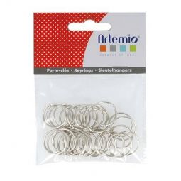 30 anneaux porte-clefs argenté 20mm Artemio Ikaipaka jeux &