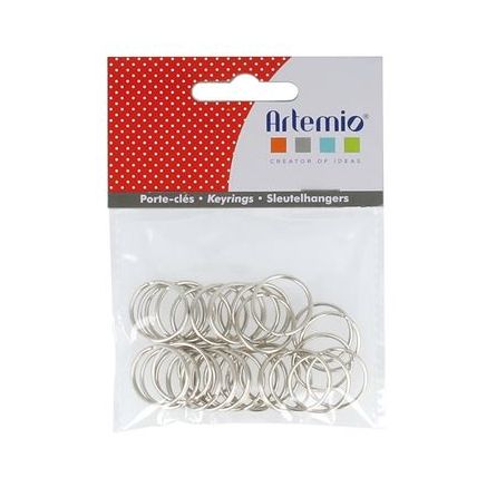 30 anneaux porte-clefs argenté 20mm Artemio Ikaipaka jeux &