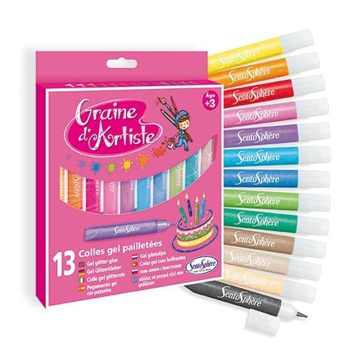 Pochette de 13 colles gel paillettees Sentosphere Ikaipaka jeux