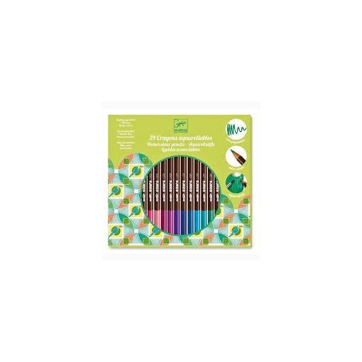 Les couleurs 24 crayons aquarellables Djeco Ikaipaka jeux &
