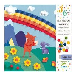 tableaux de pompons Collage en douceur Djeco Ikaipaka jeux &