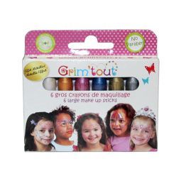 Grimtout Boîte 6 gros crayons métallisés de maquillage Oz