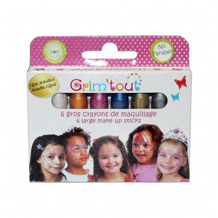 Grimtout Boîte 6 gros crayons métallisés de maquillage - IkaIpaka Royan