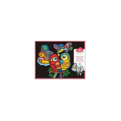 Coloriage velours Bébés oiseaux Djeco Ikaipaka jeux & jouets