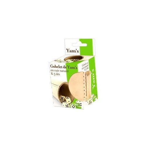 Yam's gobelet cuir naturel + 5 dés Cartamundi Ikaipaka jeux &