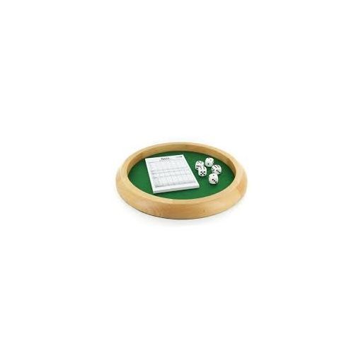 Piste de dés en bois 30 cm (5 des + carnet yams) Cartamundi