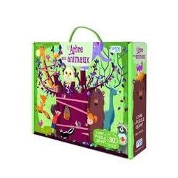 Puzzle 54p + Livre L'Arbre aux animaux Sassi Ikaipaka jeux &